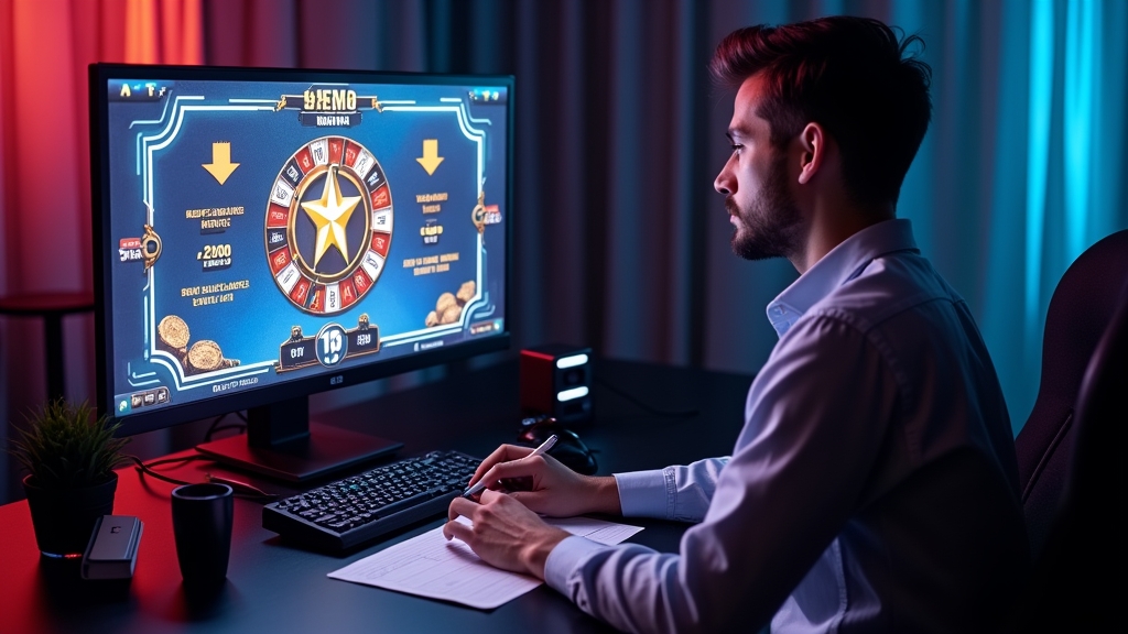 Spieler analysiert den Demomodus mit Notizen und markierten Spielfunktionen